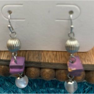 C&B dangling pink & silver earrings